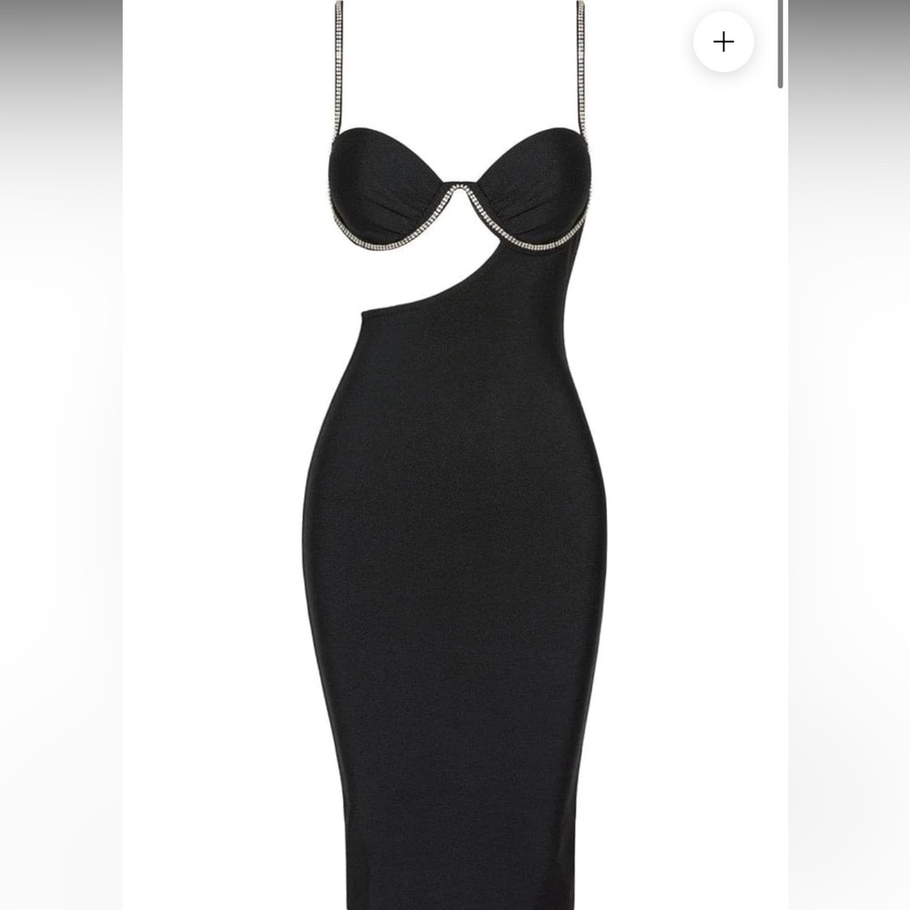 LEAU DUSK DIAMANTE BUSTIER MIDI DRESS - BLACK Size Small